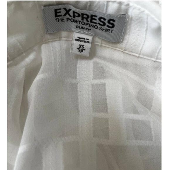 Express Portofino White Silk Button Down, Size XS - Picture 3 of 3